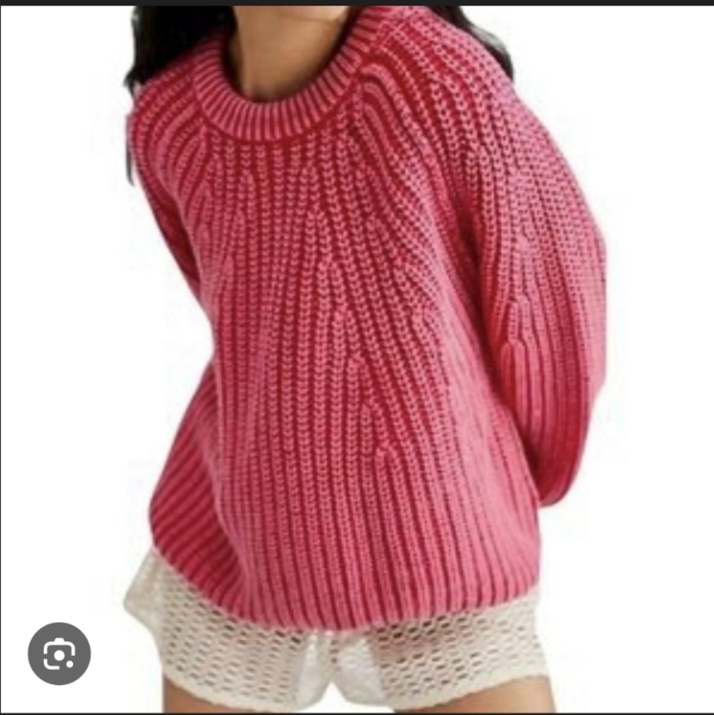 FREE PEOPLE Take Me Home Pink Knit Sweater Size Small